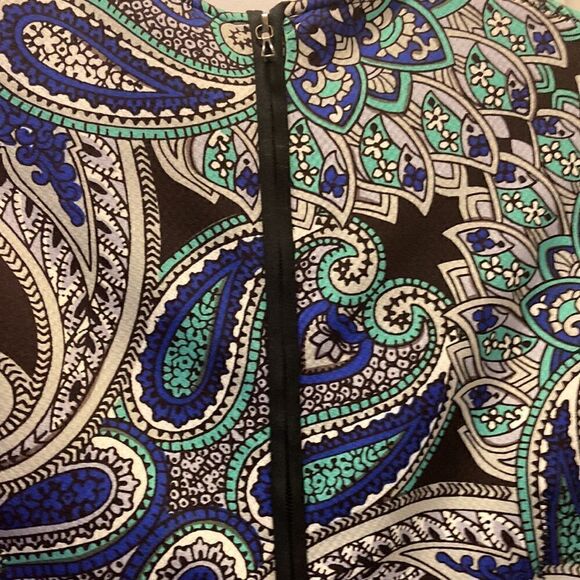 Lanvin Cap Sleeve Paisley Neoprene Sheath Dress. Size 36. - Picture 5 of 9